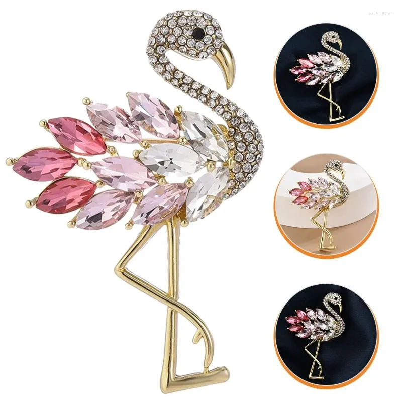 Vintage Flamingo Brosche Für Damen Mit Strass Steinen Pin_voghion.com