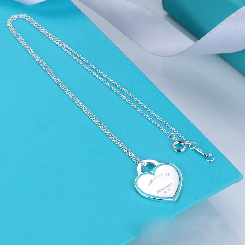 brand key designer pendant female S sier plated couple cross chain choker blue heart necklace neck jewelry gift_voghion.com