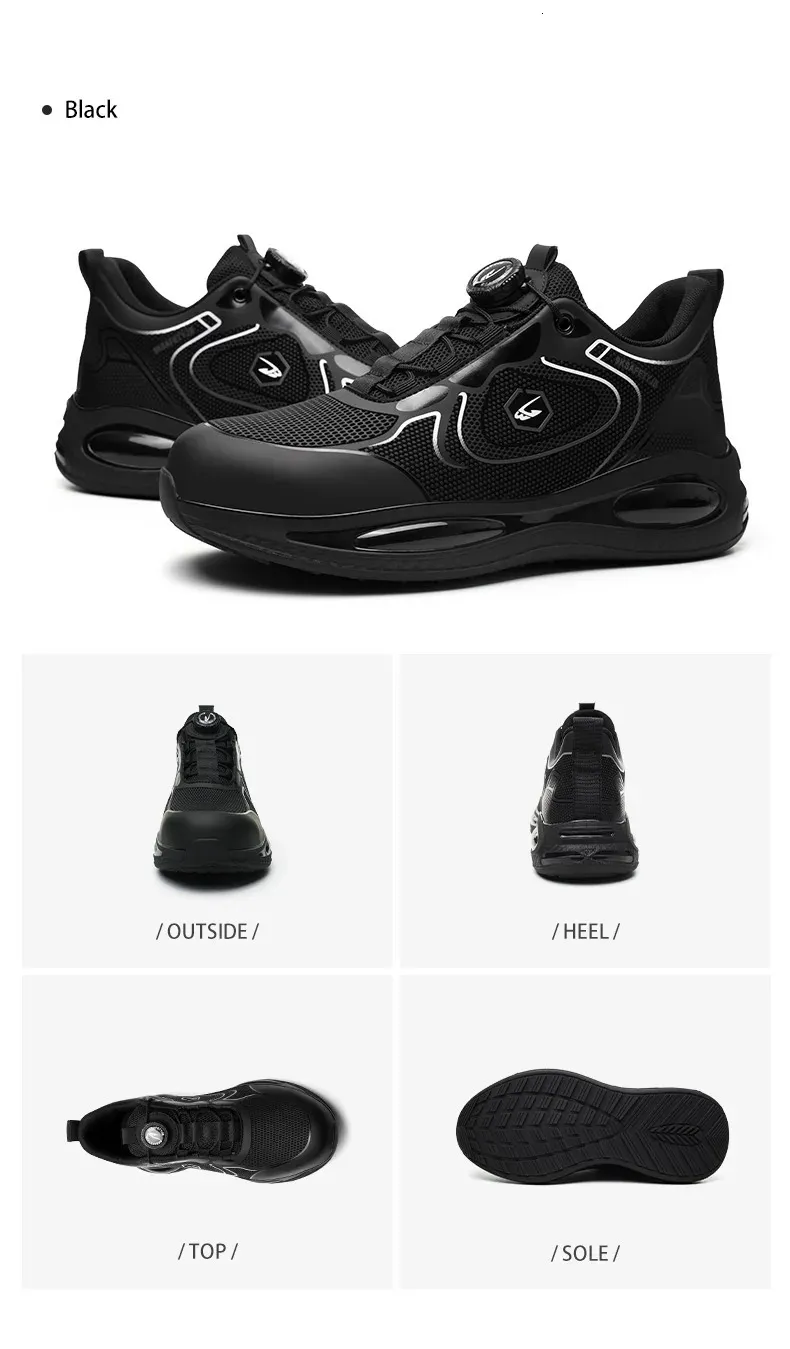 Chaussures de sécurité imperméables pour hommes, bout en acier, protection à coussin d'air et bouton rotatif, pointure 47/48, 250402_voghion.com