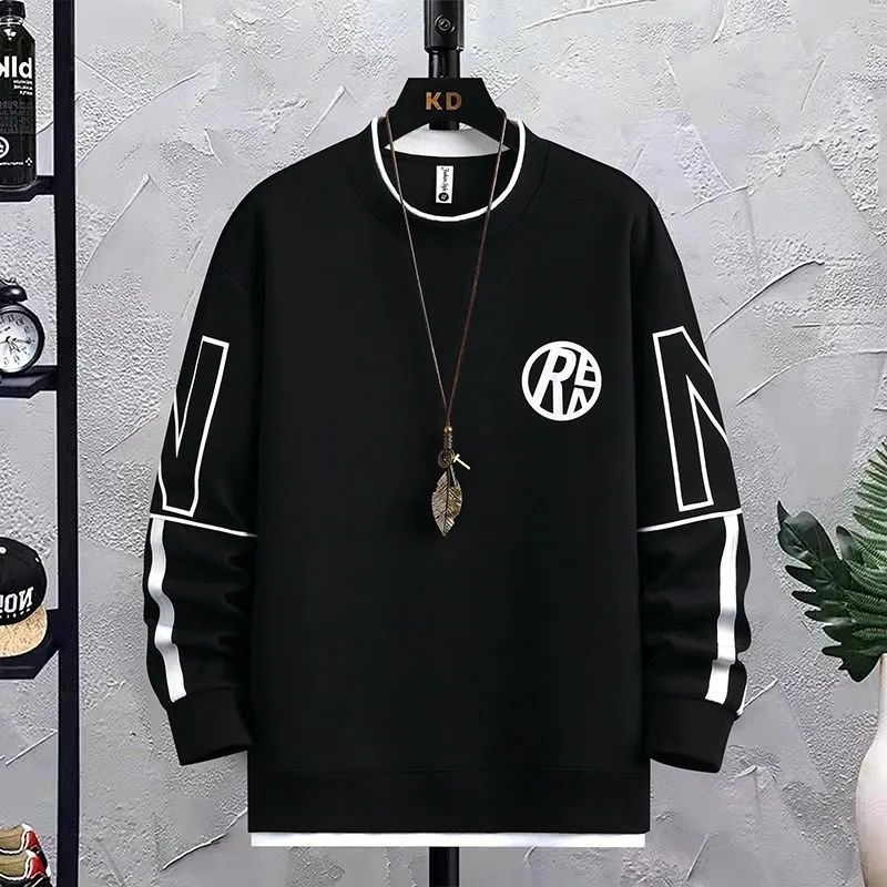 Men's Clothing  loose outer wear plus size black long sleeve men's clothes fashionable brand Youth
