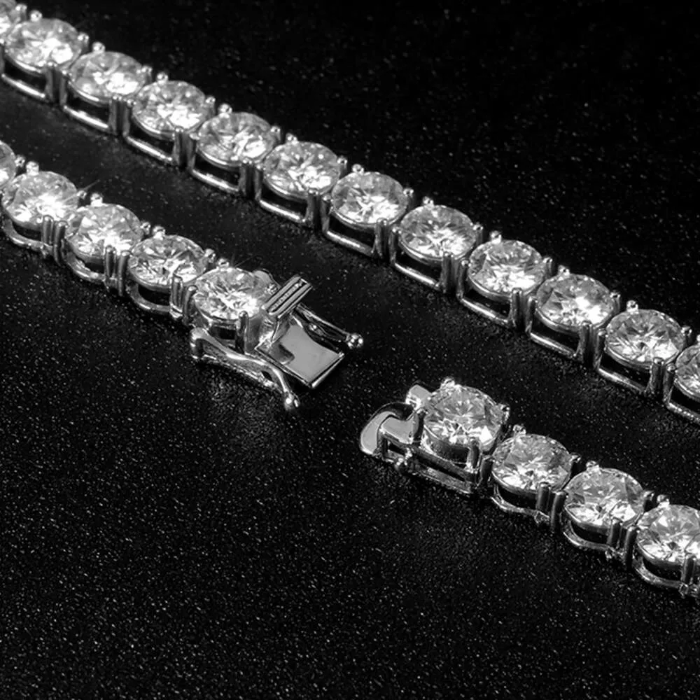 Sterg Sier Moissanit Kette Bracelet Fein Bijouen GRA Zertifikat VVS VS Dia Halskette Hip Hop Stil Tenniskette_voghion.com