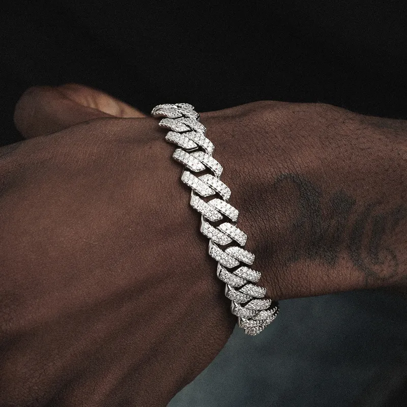 QianJian neue mode 9 zoll hip hop schmuck cuban link kette sterling splitter armbänder moissanite diamant_voghion.com
