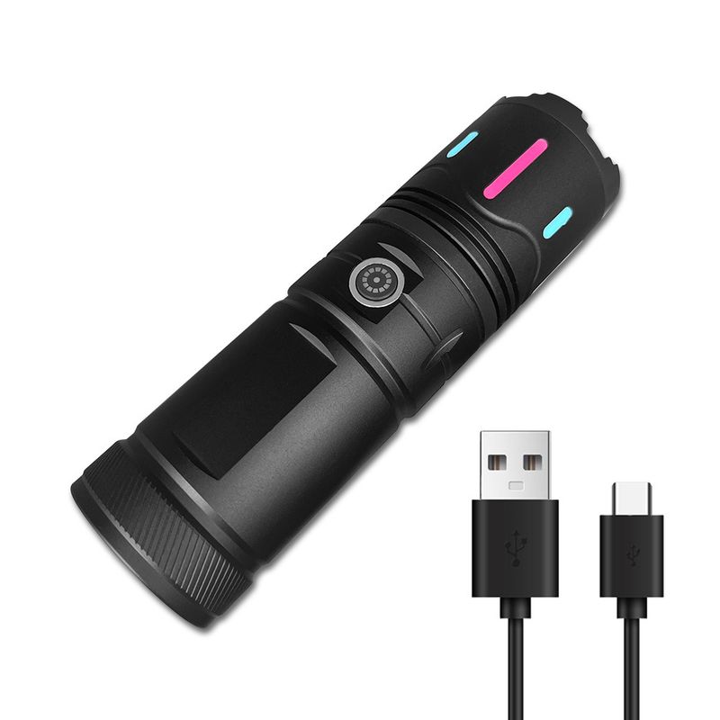 White laser light far-flung aluminum alloy fluorescent strip telescc zoom multi-function flashlight with long endurance_voghion.com