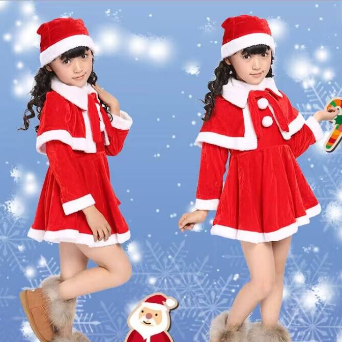 Fantasia de Papai Noel Infantil em Veludo – Roupa para Apresentação de Natal (Unissex, Ideal para Espetáculos de Fim de Ano, Peças Escolares, Brincadeiras de Faz de Conta, Macia e Elegante, Vermelha e Branca)_voghion.com