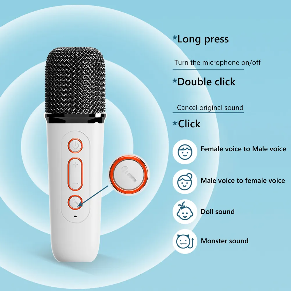 Microphones Y1 Mini Microphone Family Hine Bluetooth-Compatible 5.3 Stereo Sound Singing Karaoke Speaker Support 3.5mm_voghion.com