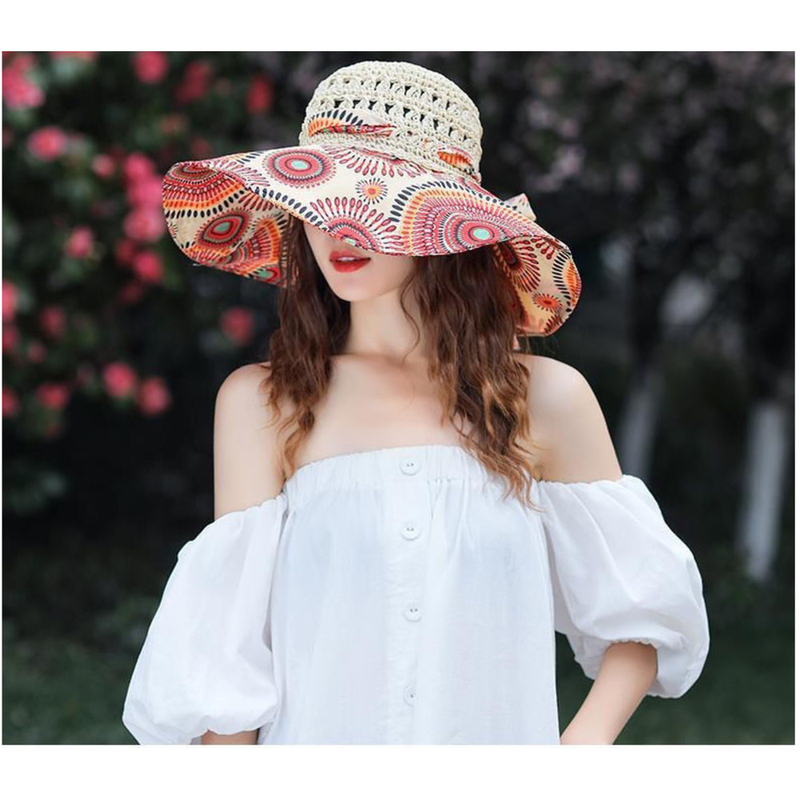 Versión coreana de verano para niños, versátil, resistente, sombrilla de playa de borde, sombrero de hierba, sombrero de viaje_voghion.com