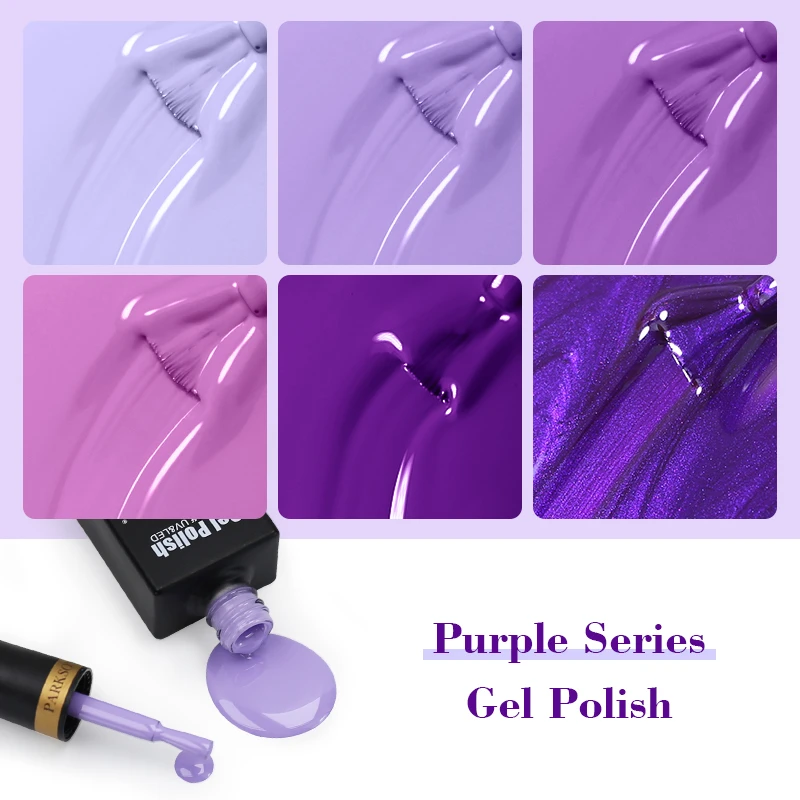 Parkson Purple Series Nail Gel Polish Soak Off UV LED Semi Permanent Color Gel DIY Nail Gel Varnish Base Top Coat Nail Art Gel_voghion.com