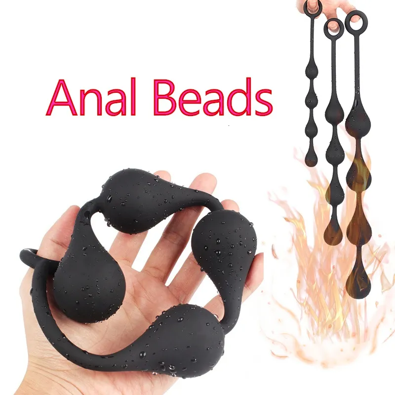 Juguetes anales de silicona con cuentas grandes, tapón sexual largo, anales, bolas, dilatador de ano, extensor, masajeador de próstata para Gay M_voghion.com