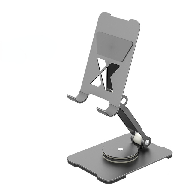 Supporto per telefono cellulare da tavolo in metallo, rotazione a 360 gradi, supporto per piattaforma di sollevamento pieghevole a doppio asse regolabile, supporto per iPad_voghion.com