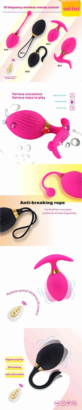 NXY Eggs SSTINT Vibratore anale in silicone con telecomando senza fili, massaggiatore per la prostata, giocattoli sessuali per W_voghion.com