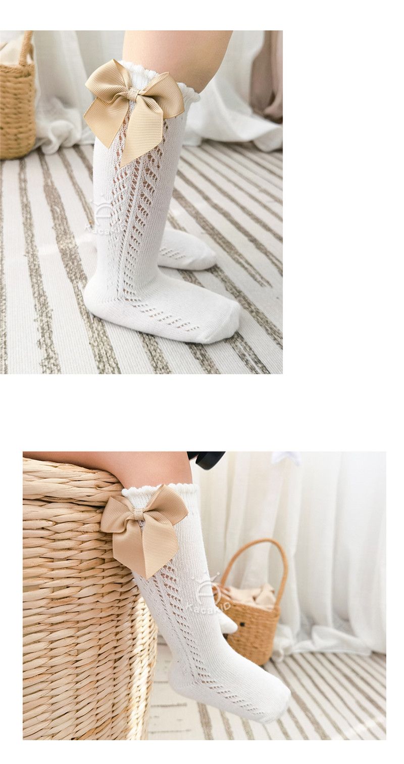 Neu Sommer Baby Knie Hohe Socken Kinder Mädchen Bogen Lange Socke Weiche Baumwolle Mesh Atmungsaktive Kinder_voghion.com