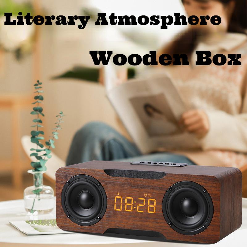 30W trähögtalare för hemmadator, trådlös Bluetooth-högtalare, väckarklocka, ljudbar, subwoofer, 3D-stereo, högtalare_voghion.com
