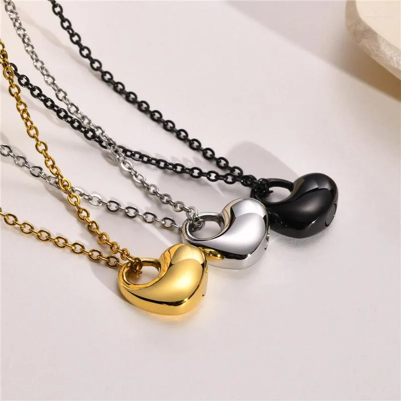 Collier avec pendentif en forme de cœur en forme d'urne en acier inoxydable 316L pour femme, chaîne KOTiK Fashion, couleur noir, or et argent_voghion.com