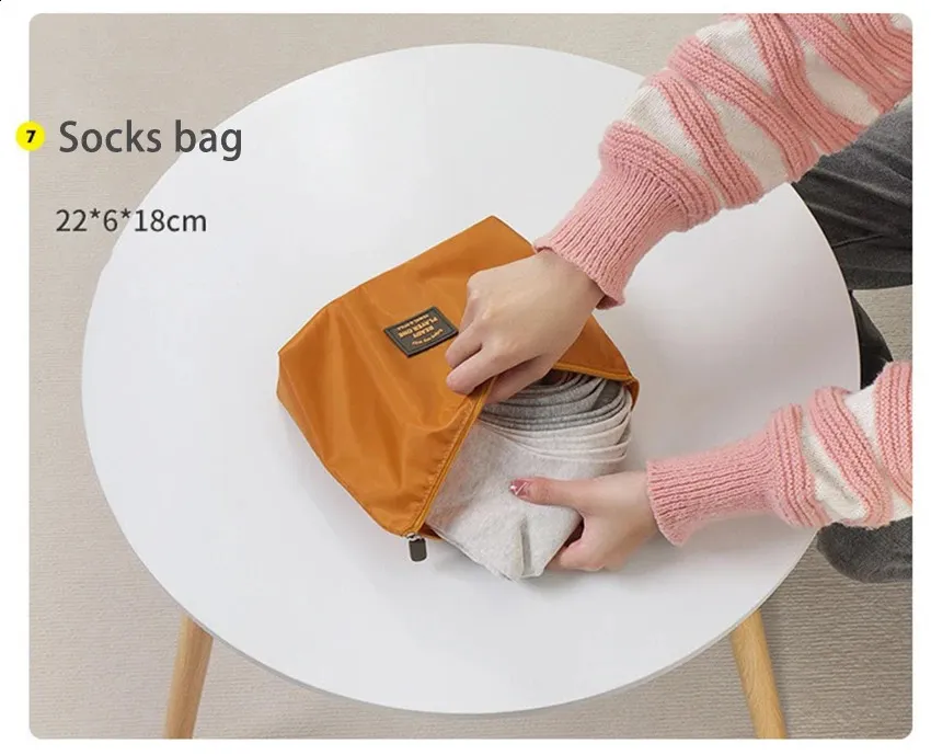 7-teiliges Reise-Set für Kleidung, Schuhe, Toilettenartikel, Aufbewahrungstasche, tragbar, für Kleiderschrank, BH, Socken, Hosen, Organizer, groß_voghion.com