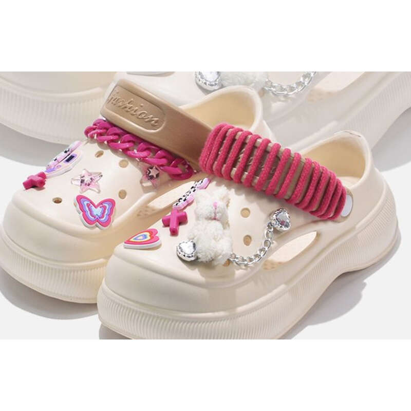chain Thick Bottom Shoes Women's Shoes Non-slip And Anti-odor EVA Hundred Package Head Shoes_voghion.com