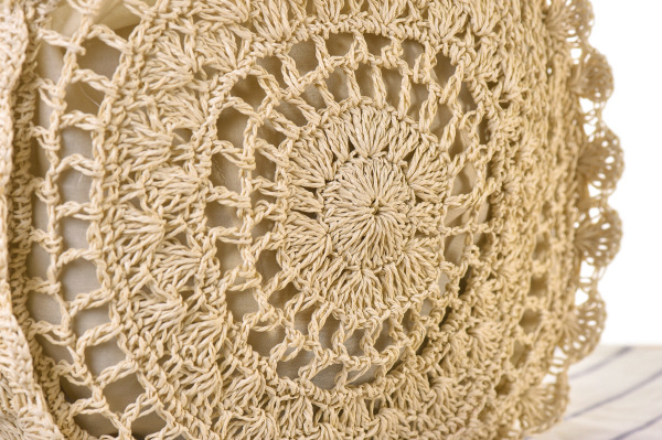 Semplice borsa di paglia a spalla singola rotonda cava, borsa da spiaggia con fiori intrecciati a mano, borsa da spiaggia_voghion.com