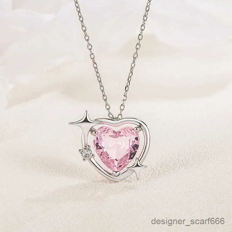 Collane con ciondolo Serie adorabile Collana Piccolo design a forma di cuore Stella Amore Cristallo rosa Dolce collana regalo_voghion.com