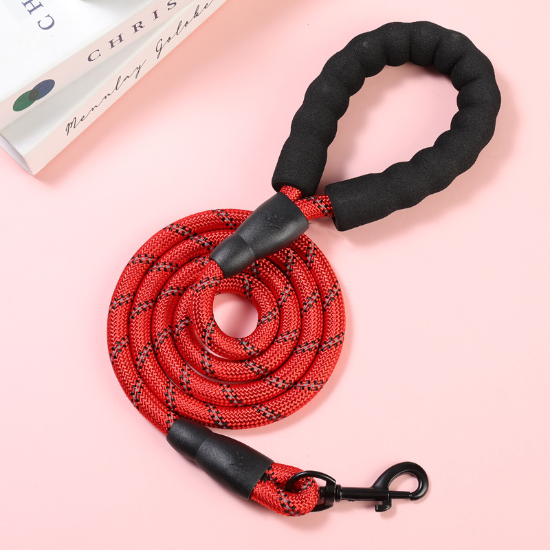 Guinzaglio per cani con catena rotonda riflettente antideflagrante e manico antiscivolo_voghion.com