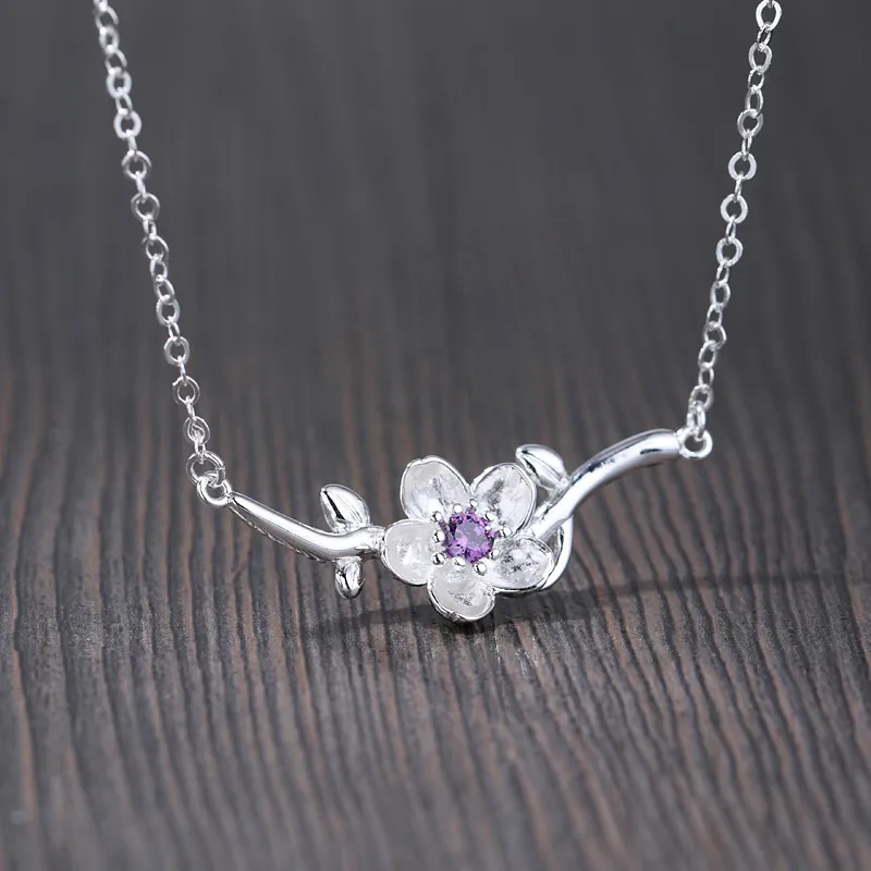 Flower Chain Necklace Simple Aesthetic Silver Japanese Style_voghion.com