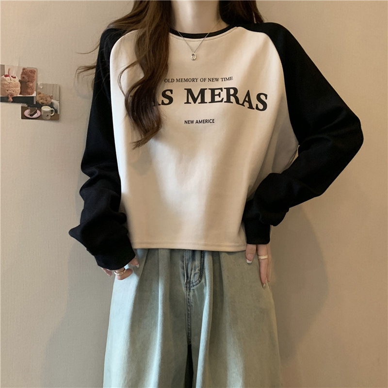 Women's Colour-blocked Raglan Printed Sweatshirt For Spring_voghion.com