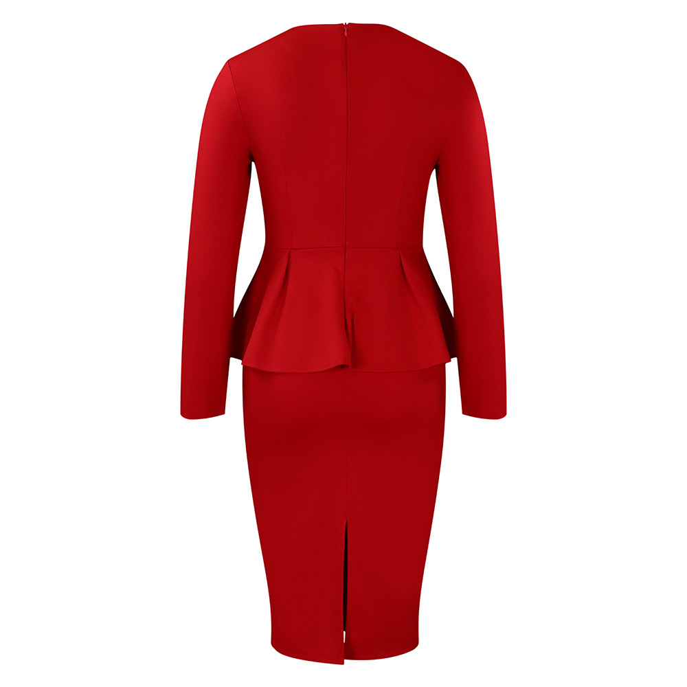 Women's Autumn And Winter New Long-sleeved OL Temperament Elegant Ruffled African Dress_voghion.com