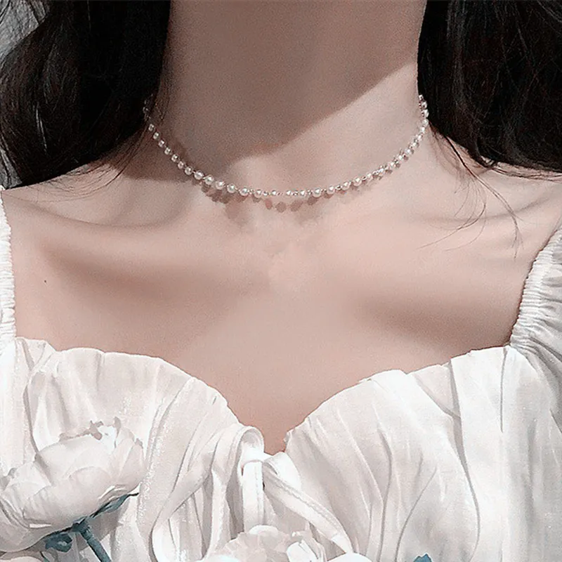 Anhänger Halsketten Einfache Perlenkette Choker Halskette Kristallblatt Quaste Für Frauen Mode Sex Schmuck Prom_voghion.com