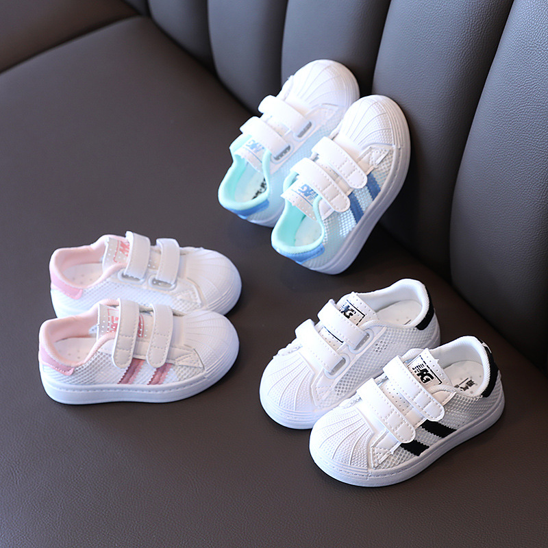 2021 New Children's Little White 1-6 Year Old Men's and Women's Shell Board Hollow Mesh Shoes Soft Sole Baby Sports_voghion.com