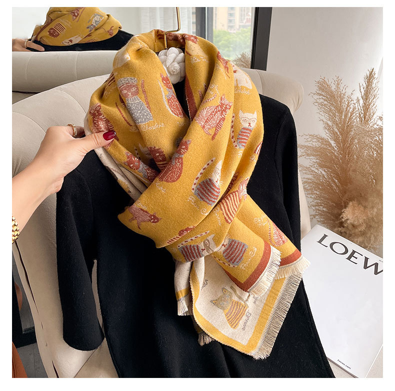 Sciarpa calda in lana autunnale e nuova da donna, invernale, double face, in imitazione cashmere, con fascia per il collo spessa, con aria condizionata_voghion.com