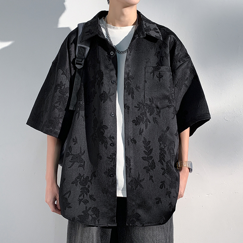 Letní nová pánská košile s krátkým rukávem v čínském stylu, volný trend, čínská šik, elegantní, drsná, pohledná letní košile_voghion.com