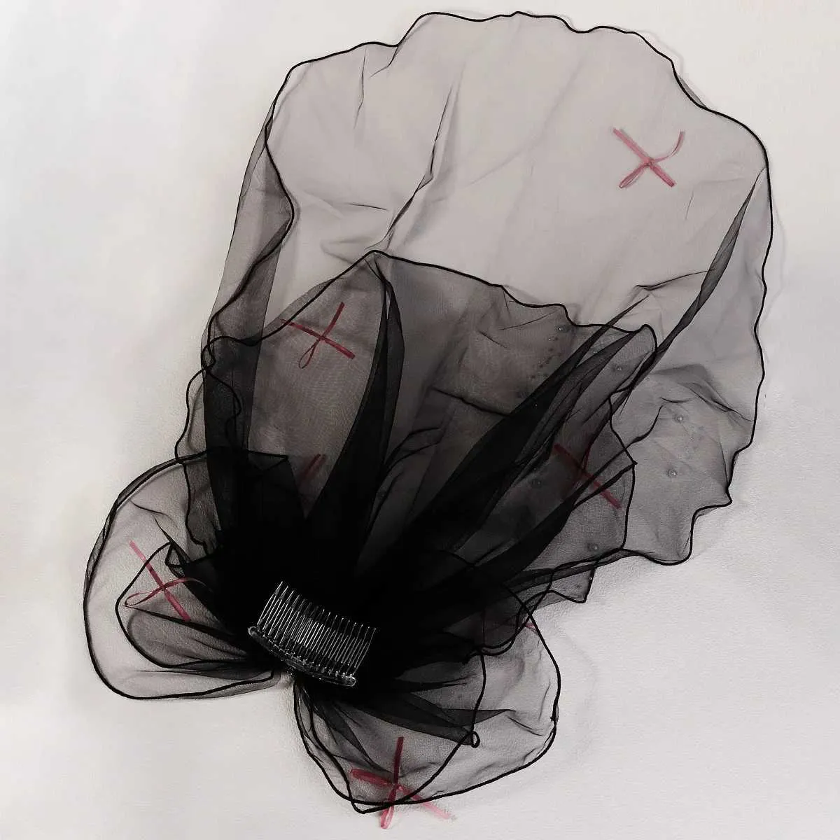 Voile de mariée court en tulle à double couche, couleur unie, avec clip et ruban, pour femme_voghion.com