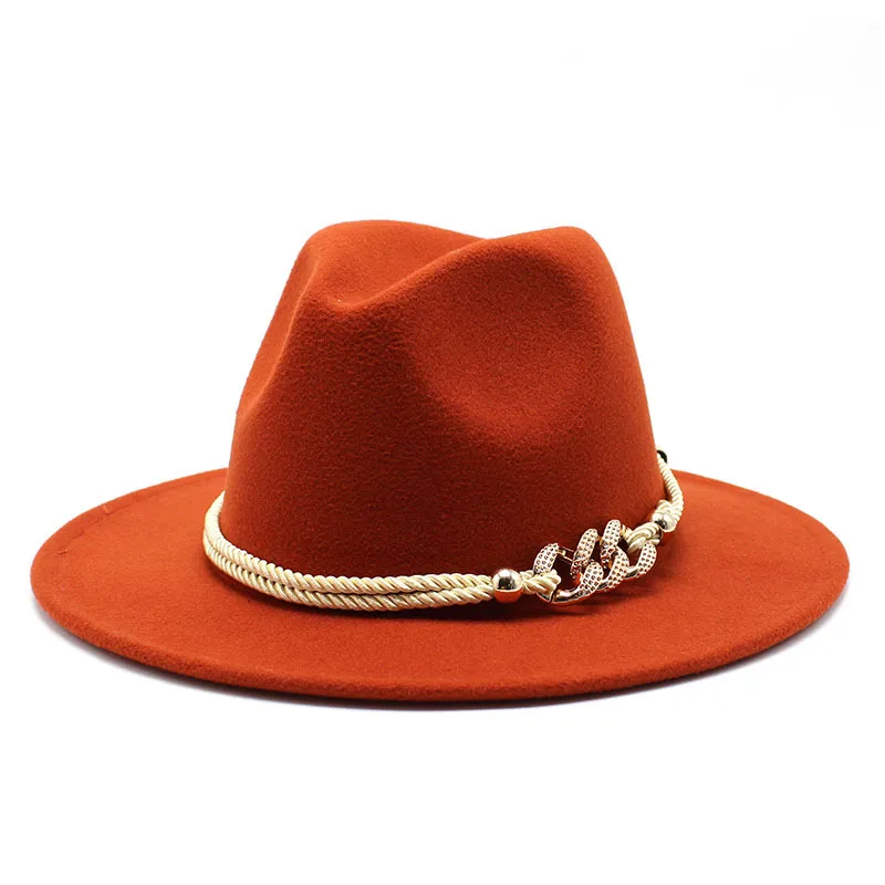 Blackwhite Wide Brim Simple Top Panama Solid Felt Fedoras Hat for Men W_voghion.com
