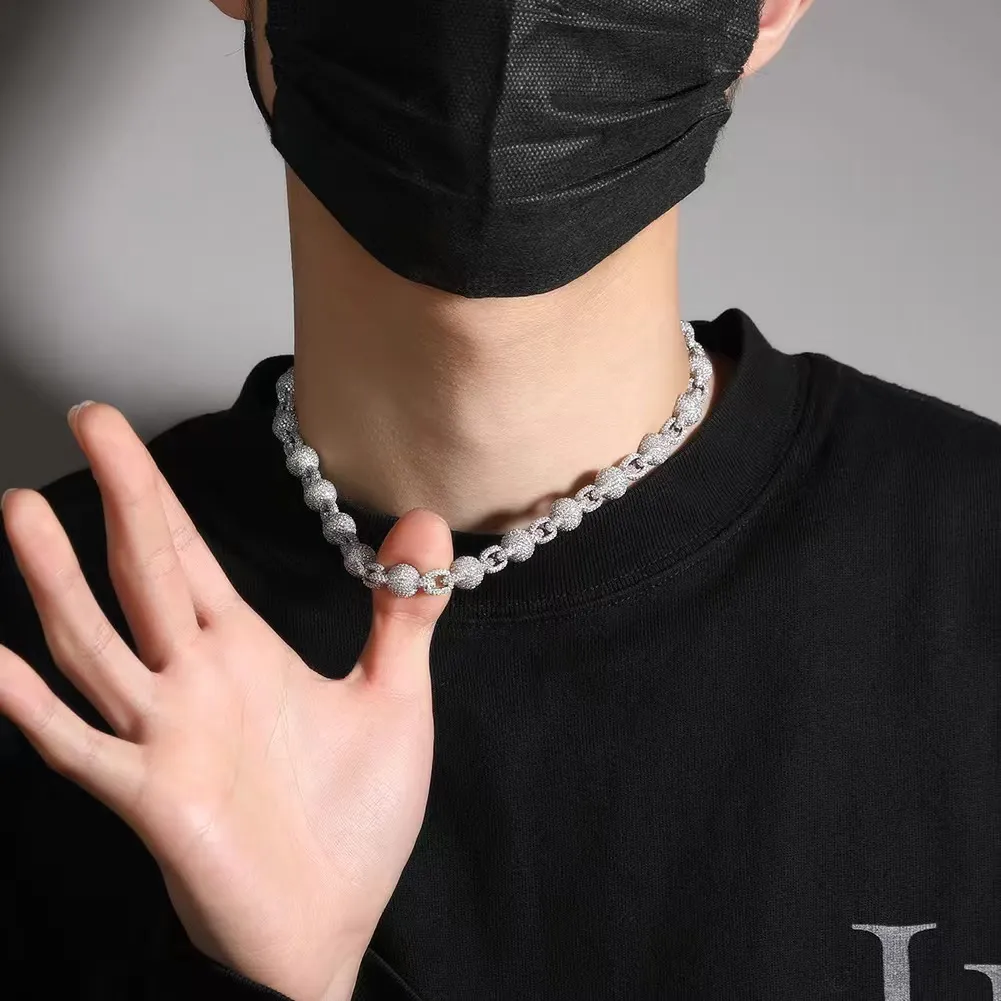Nova dizajnerska ogrlica hip hop okrogla verižica z biseri za moške in ženske z enakim personaliziranim nakitom_voghion.com