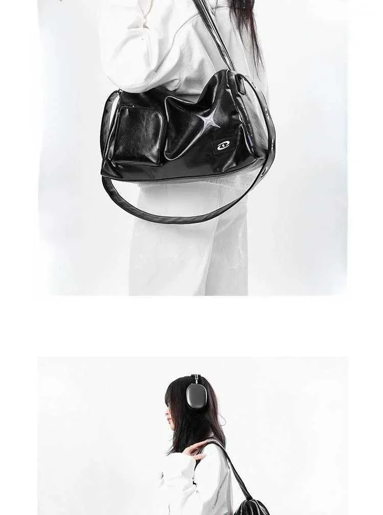 Sier Y2k S For Women Aesthetic Designer Large Capacity Shoulder Bag Commuter Pu Leather Shopper Handba241211_voghion.com