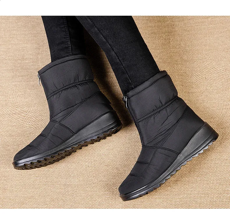 Platform Waterproof Snow Women Winter Thick Plush Ankle Boots Woman Non Slip Warm Cotton Padded Shoes Ladies 240820_voghion.com