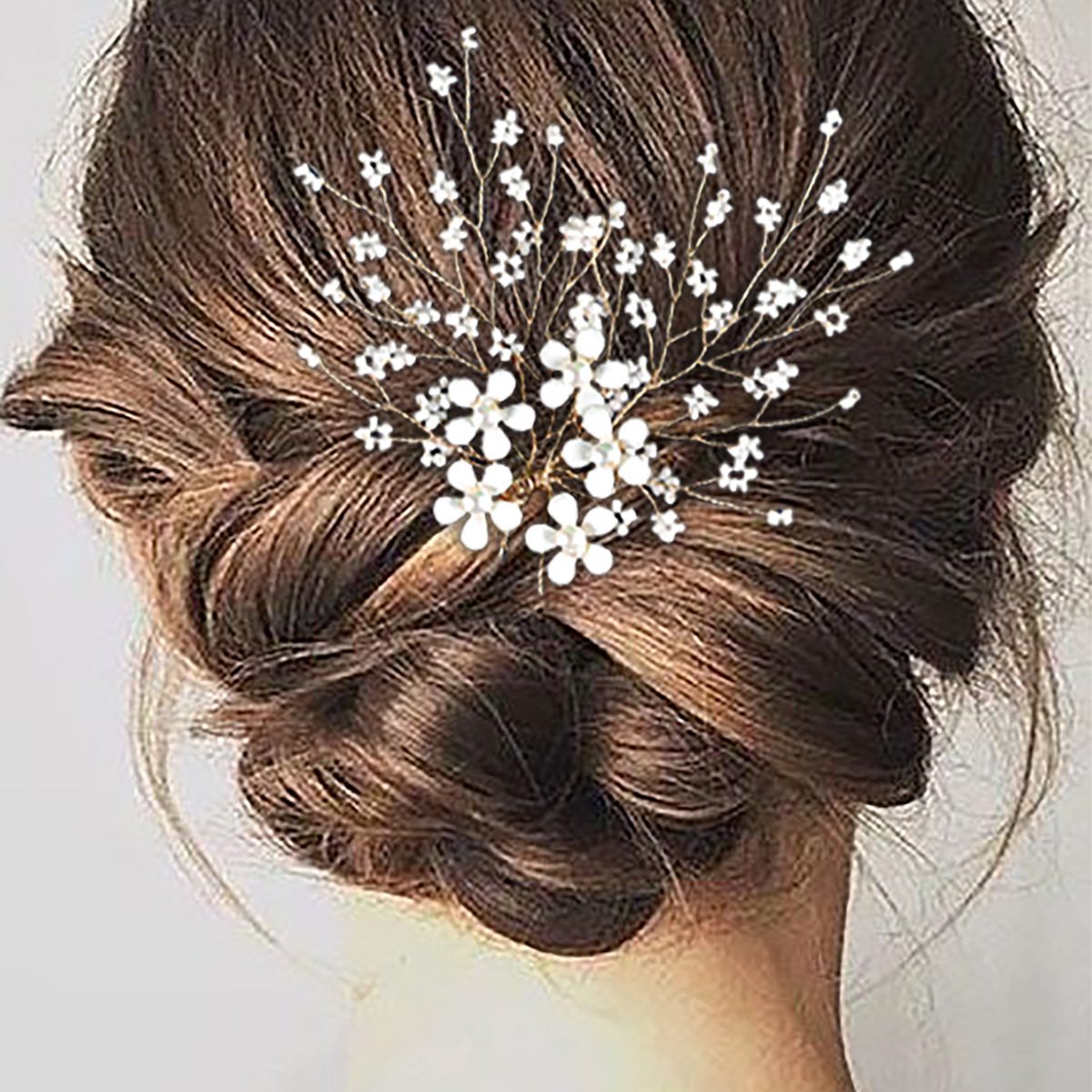Perles de millet transfrontalières européennes et américaines fleurs blanches épingle à cheveux en forme de U coiffure accessoires de mariage de mariée en gros_voghion.com