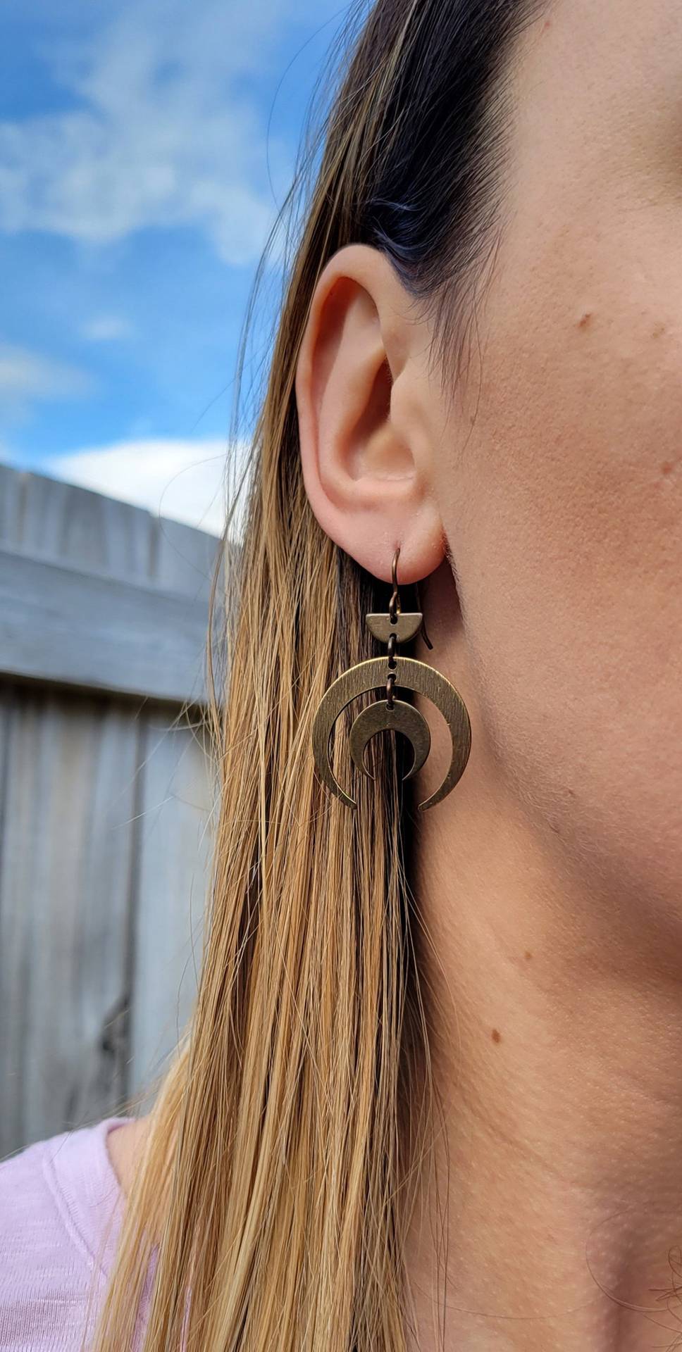 Halbmond Creolen In Antikmessing Für Damen_voghion.com