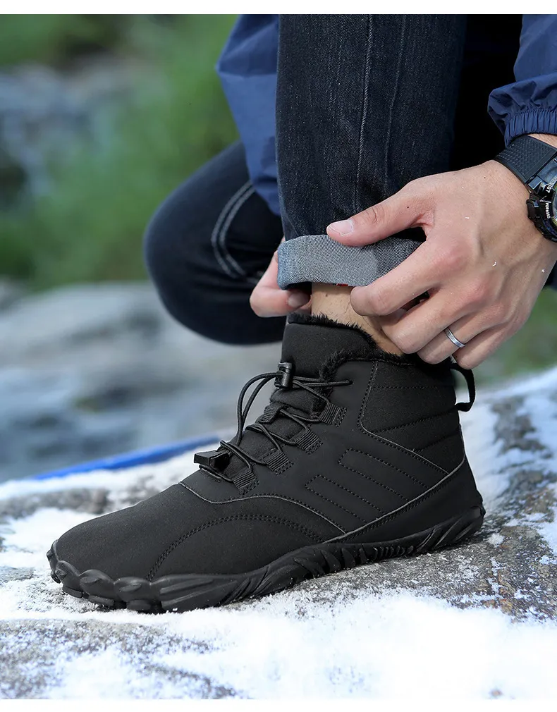 Outdoor-Schneestiefel für Herren im Winter, rutschfest, wasserdicht, Veet und warme Baumwollschuhe für Damen, Barfuß mit dicker Sohle_voghion.com