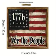 Letrero rústico de madera con la bandera estadounidense de 1776: arte de pared rústico para el hogar, la oficina o como regalo patriótico. Fácil de instalar._voghion.com