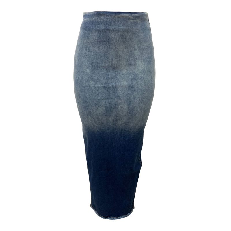 Damenbekleidung Mode Wer Schlitz Fransen Jeansrock_voghion.com