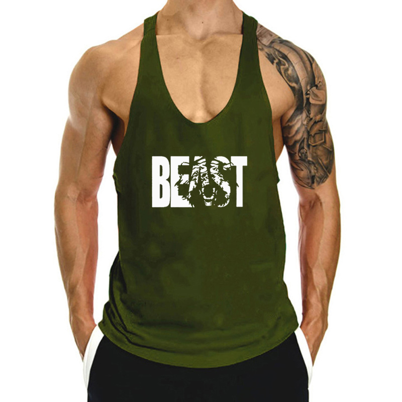 Muscle Doctor Brothers Sommer-Tanktop für Herren, lockere Sportbekleidung, reine Baumwolle, für Lauftraining, Straddle-Racerback_voghion.com