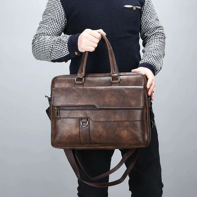 Neu Männer Aktentasche Klassische Retro Pu Leder Business Handtasche Satchel Männlichen Umhängetasche_voghion.com