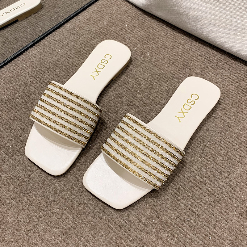 Pantoufles décontractées à bout ouvert et à tête carrée pour femmes, nouvelle collection été 2023_voghion.com
