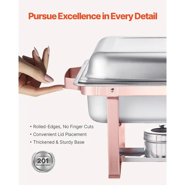 Chafing Dish Buffet-Set, 8 Qt 2er-Pack, Edelstahl-Chafing Dish mit 2 großen Behältern, rechteckiger Catering-Wärmer_voghion.com