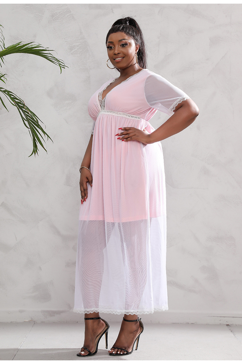 Frauen mesh spitze hause kleidung große größe nachthemd sommer fett mm Französisch kleid_voghion.com