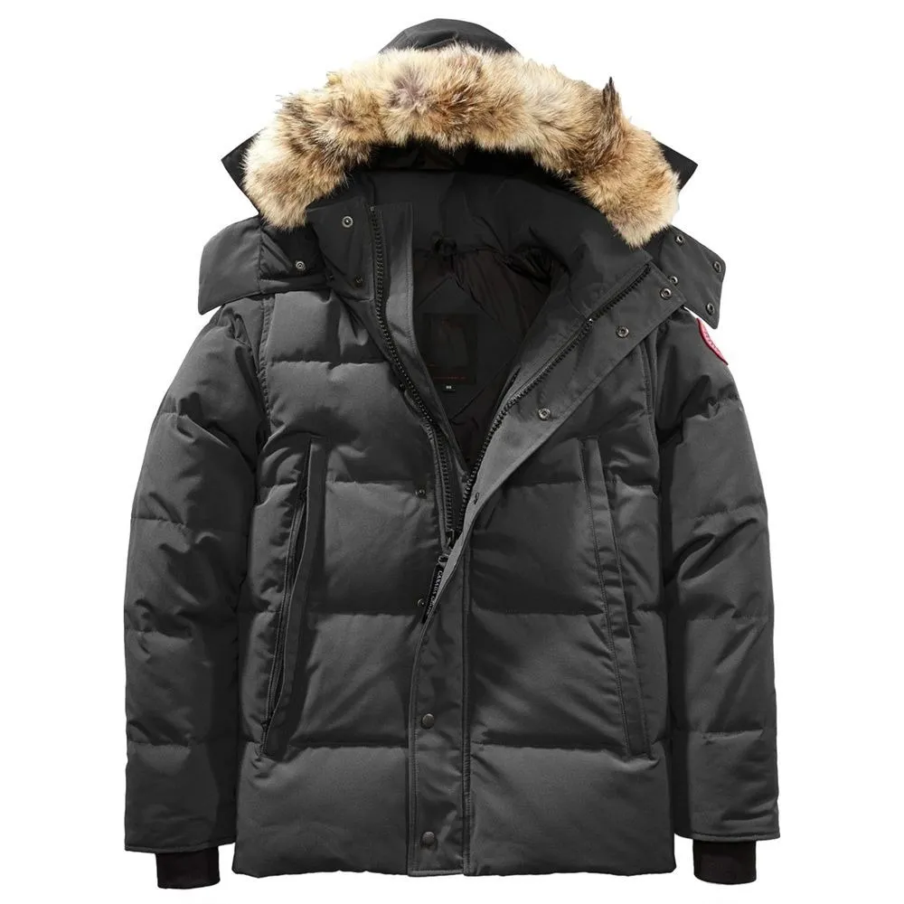 Herren Daunenjacke Mit Echtem Wolfsfellbesatz Winterparka_voghion.com