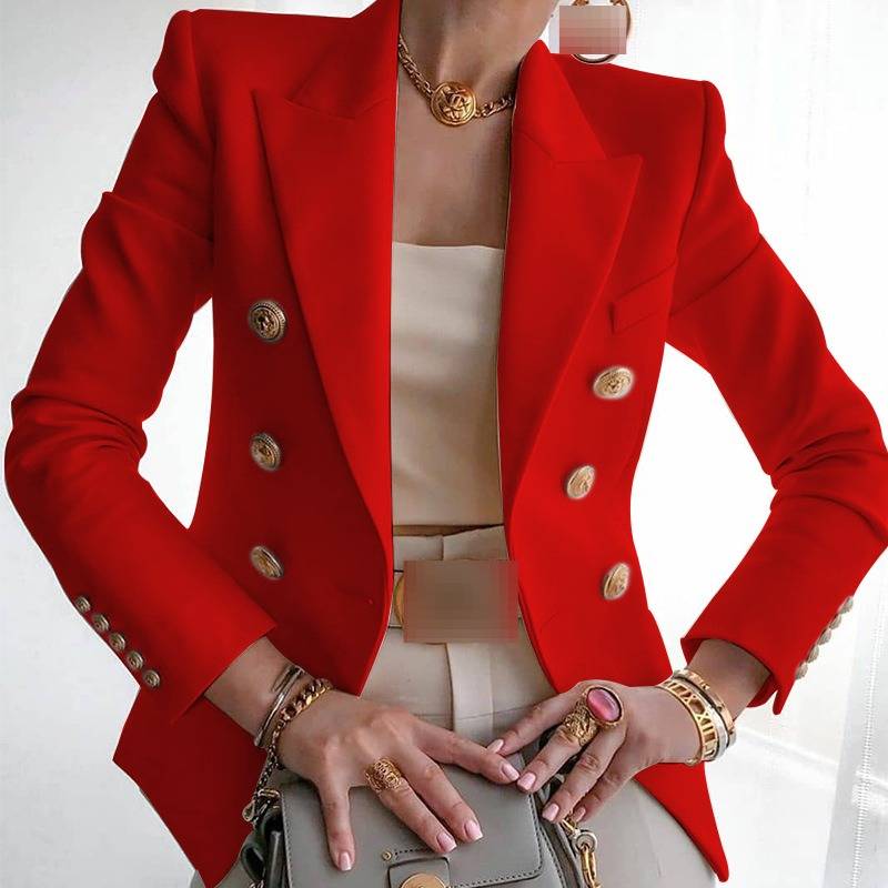 Elegant Women's Solid Color Blazer Jacket For Office & Casual Wear - Slim Fit Long Sleeve Formal Coat With Button Closure (Multiple Colors)_voghion.com
