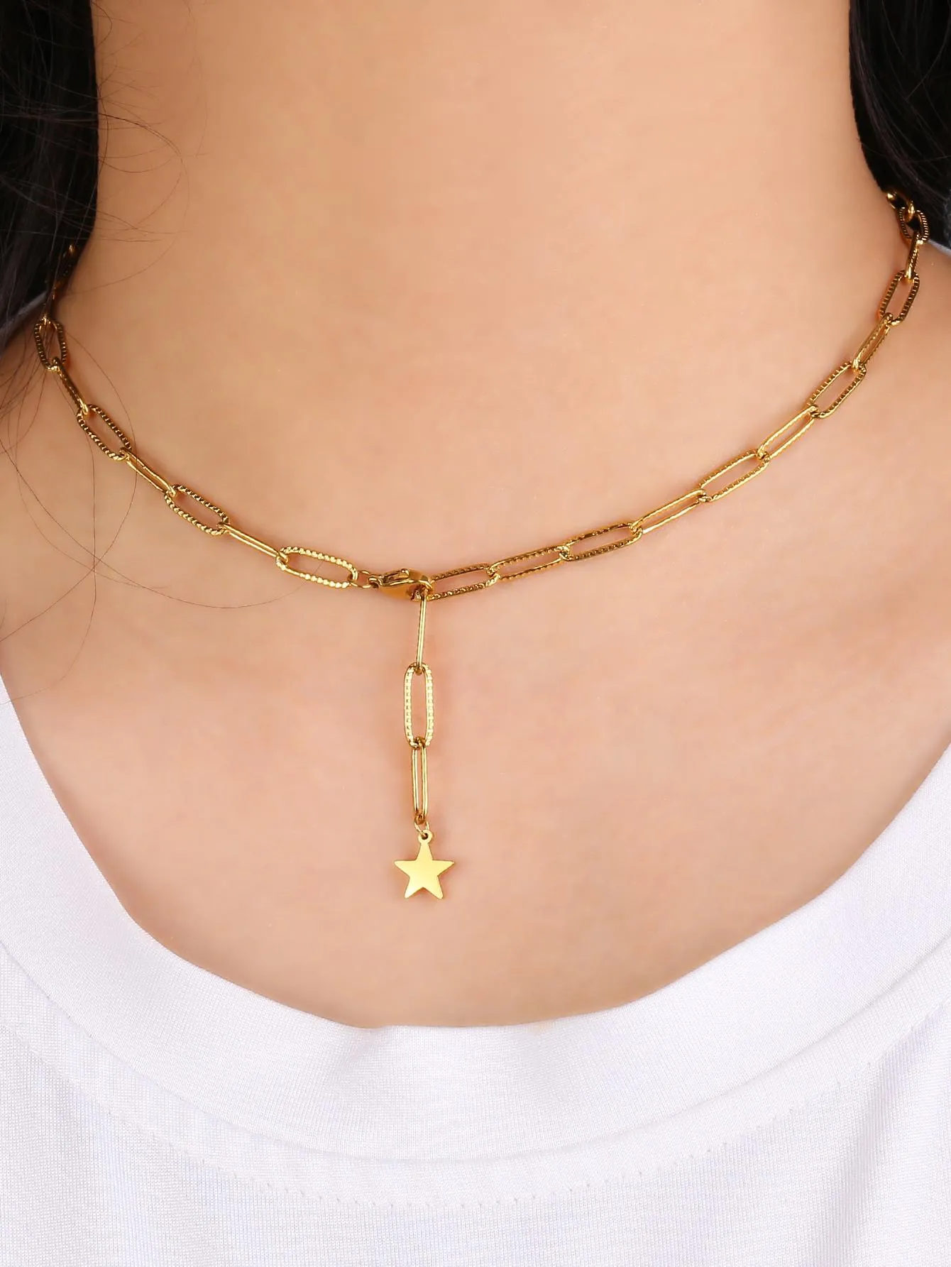 Chains Fashionable Stainless Steel Simple Pearl Chain Necklace Dating Office Workers Mother's Day Gift_voghion.com