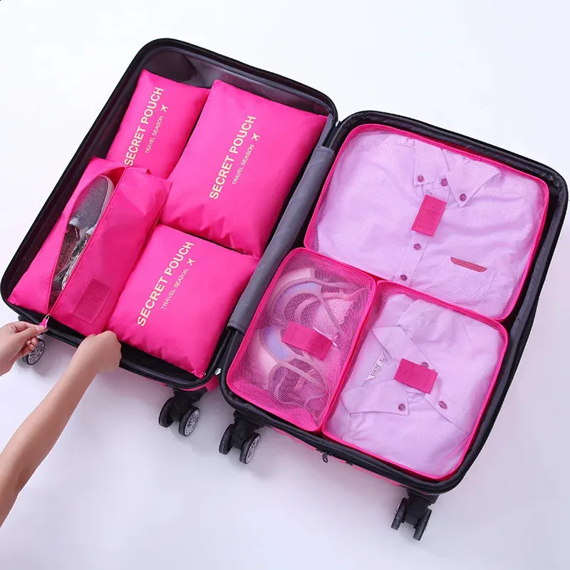 7 Teile/satz Reise Lagerung Taschen Hause Reißverschluss Digitale Daten Kabel Organizer Für Kleidung Schuh Lage Verpackung Cube Koffer Ordentlich_voghion.com