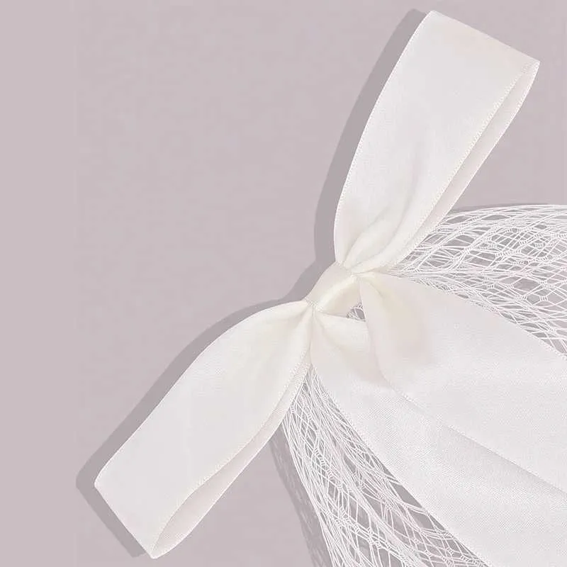 New Bridal With Hair Clip Cute Bow White Ivory Tulle Veil for Bride Hairwear Jewelry Marriage Wedding Accessories_voghion.com