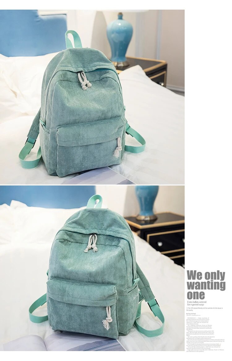 Femmes sac à dos en velours côtelé Design sacs à dos pour adolescentes école rayé sac à dos sacs de voyage sac à bandoulière_voghion.com